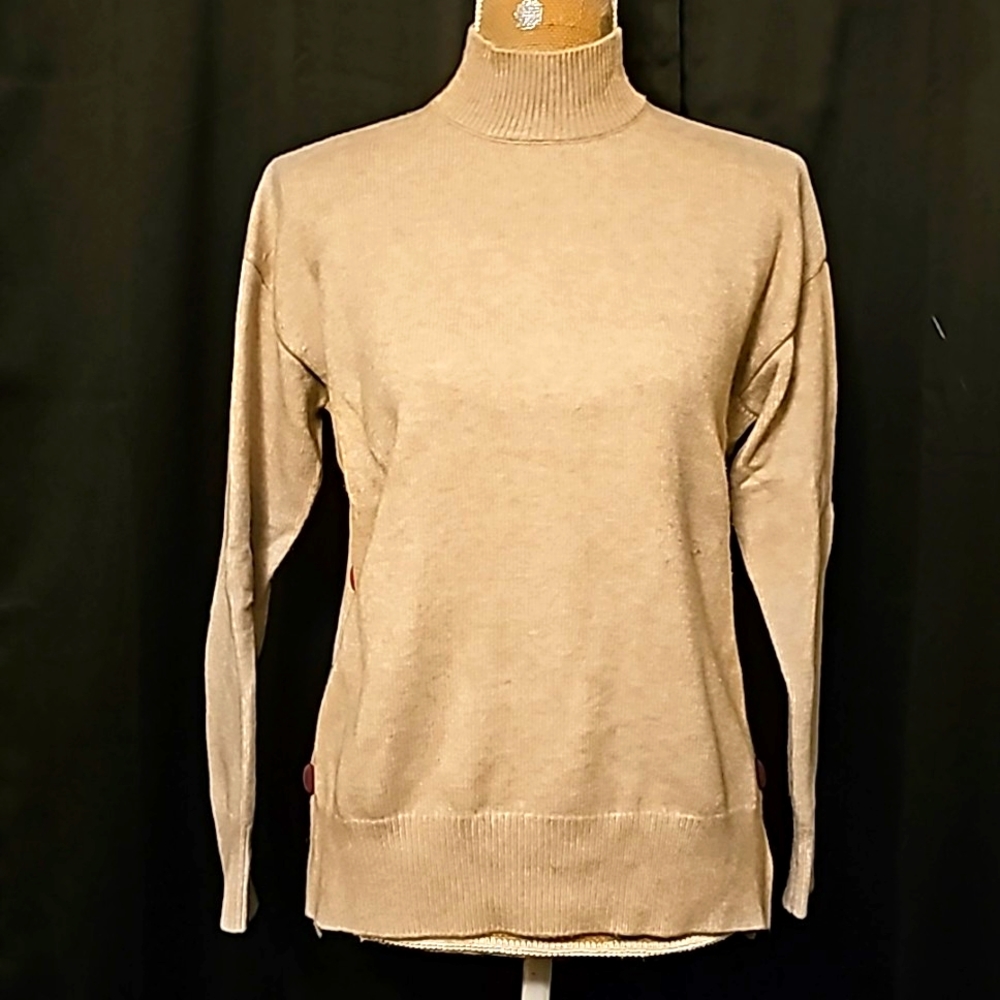 Philosophy ultra soft Tan sweater with multicolored  side buttons